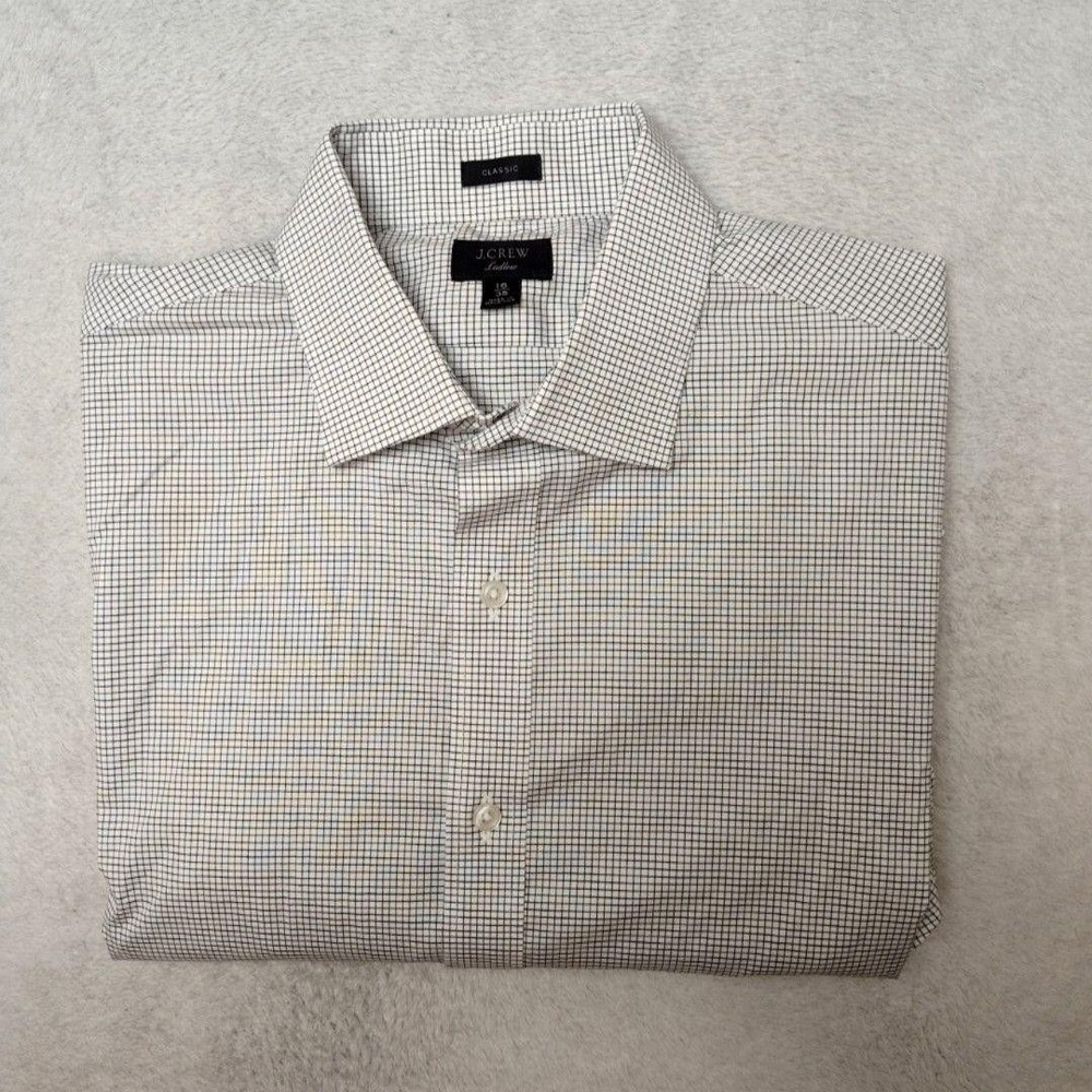 JCrew Shirt Mens 16 35 White Check Plaid Ludlow Button-Up Classic Stretch Work